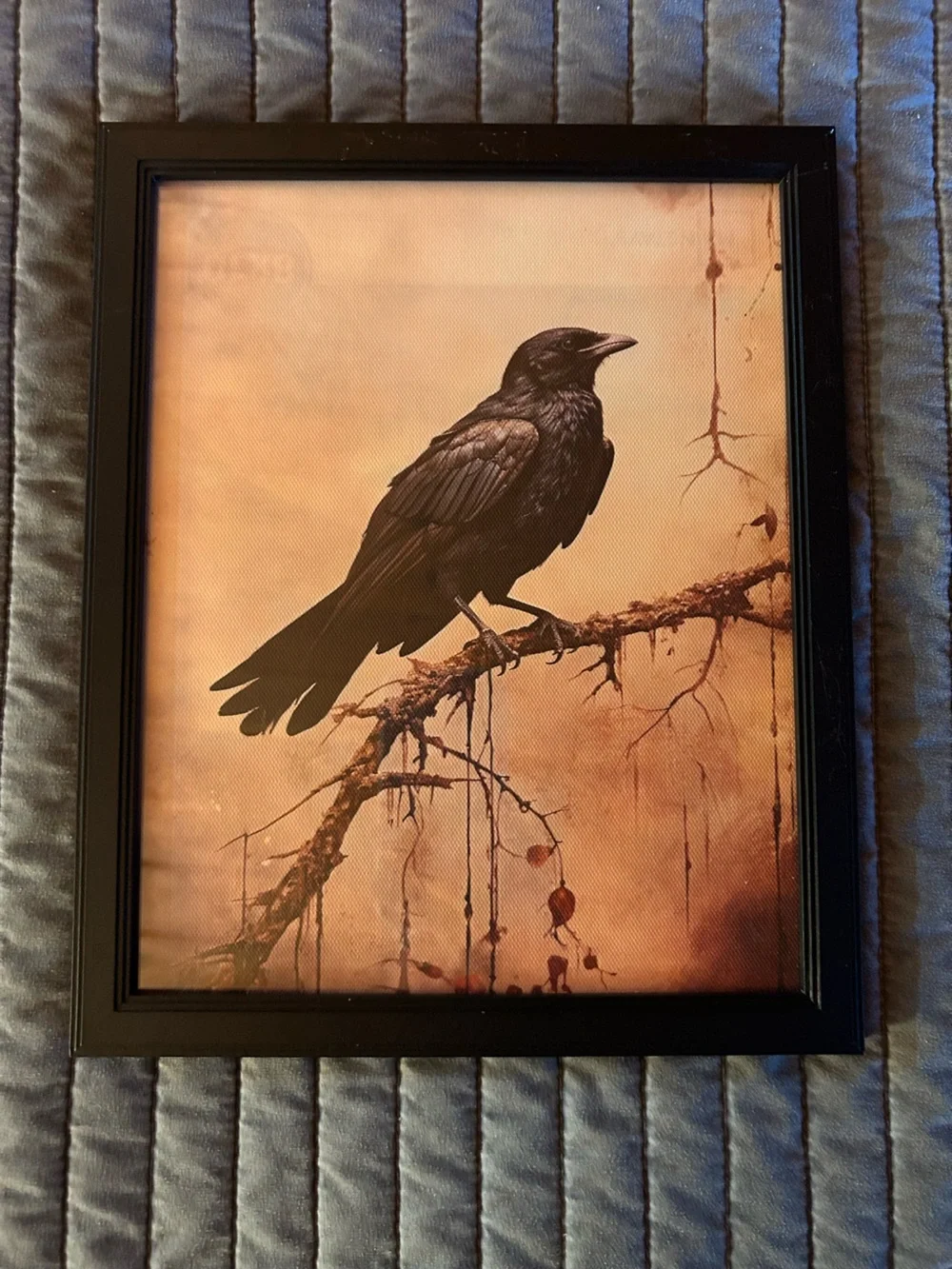 Framed Black Gothic Crow and Hooded Figure Art Prints - Black Frames
